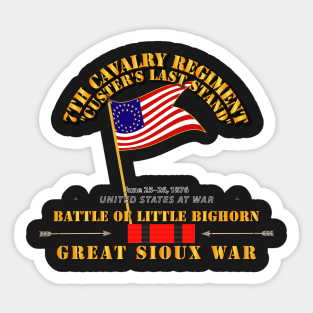 Battle Little Bighorn - 7th Cav - Indian Wars w Guidon Sticker